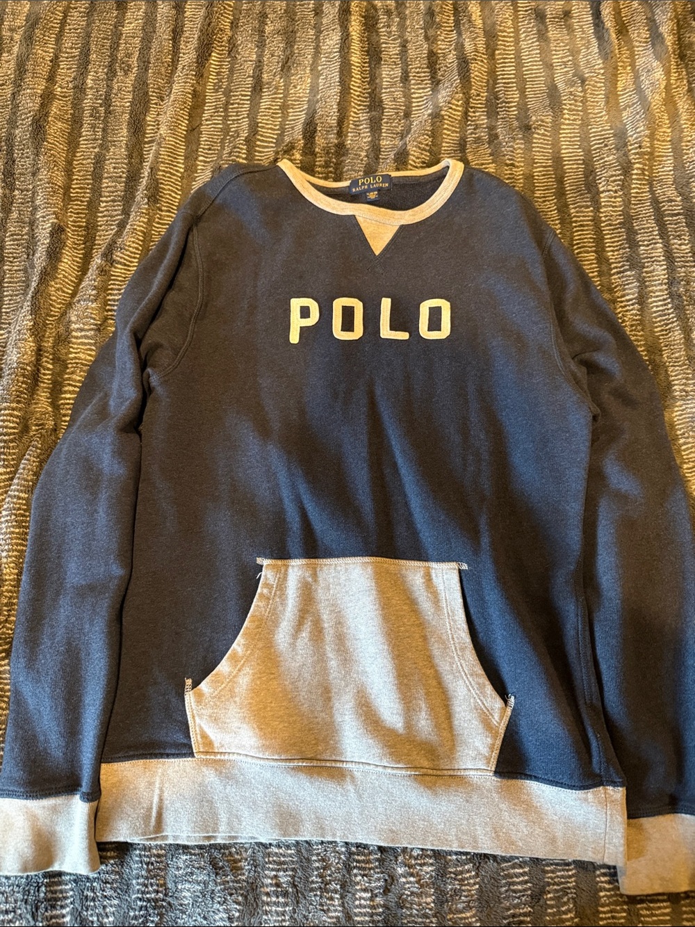 Polo by Ralph Lauren Navy Crewneck with Light Gray Trim